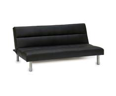 TU TENDENCIA ÚNICA Sofá Cama con 3 Plazas Abatible Fabricado en Cuero Sintético. Sistema de Apertura de Libro (Negro)
