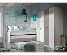 Habitdesign 1S7437Y - Armario Juvenil Acabado Blanco Alpes y Basalto, Medidas 90 x 200 x 52 cm de Fondo