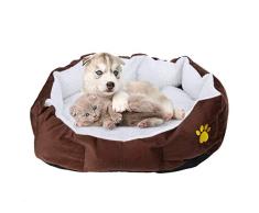 HAODEE Cama para Mascotas, de Forma Redonda u Ovalada, Cama de vellón con hoyuelos, Cueva para anidar Gatos y Perros pequeños 1 Pieza