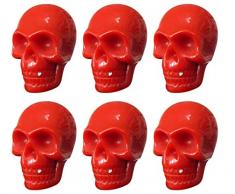 Lagape Set de Pomos para Armario, Cajones, Calavera de Resina, Rojo, 3.00x4.60x4.00 cm, 6 Unidades