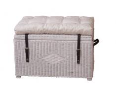 moebel direkt online - Baúl rattan asiento con cojín - 45x76x48, ratán, blanco lavado
