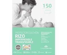 Cándido Penalba Marfil - Protector de colchón, Rizo Impermeable y Transpirable, 150 x 190/200 cm
