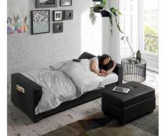 ECO-DE Sofá Cama con Ottoman (practicable) Polipiel, 9 programas Masaje y 5 Niveles Intensidad Negro