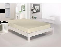 (150 CREMA) Sabana bajera LISA ajustable, elástica muy ligeras 100% algodón de verano Cama de hasta 200 cm + 25 cm Fácil lavado, planchado y duraderas con elástico en 4 puntos RegalitosTV (150_x_200_cm, CREMA)