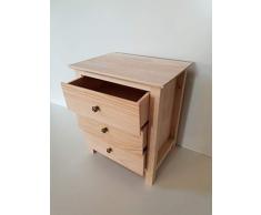 Muebles Pejecar Mesita de Noche de 3 cajones Fabricada en Madera Maciza de Pino Silvestre Acabado Barnizado Natural