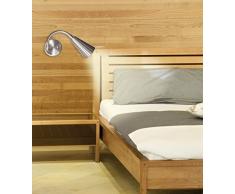 Lámpara LED de cama Lampenlux, cuello flexible, lámpara de lectura, interruptor de níquel aluminio