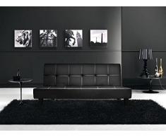 Bagno Italia Sofá Cama Reclinable 180x97x36 en Cuero Artificial Negro, 3 Puestos con Sistema antivuelco
