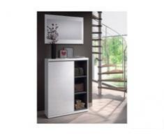 HABITMOBEL Mueble Zapatero con Espejo Incluido (Ver Fotos), Blanco Brillo y Ceniza, Medidas 79 x 108 x 25 cm mas Espejo