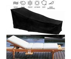 FEZBD Cubiertas de Muebles al Aire Libre, 210D Negro Agua y al Polvo al Aire Libre Patio Rattan Cama reclinable Cubierta (210 * 75 * 80 cm)