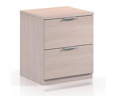 Habitdesign LC7820R - Mesita de noche dos cajones low cost, color Roble, medidas 45 x 38 x 34 cm de fondo