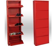 Hogar Decora Zapatero metálico de 5 Puertas Rojo