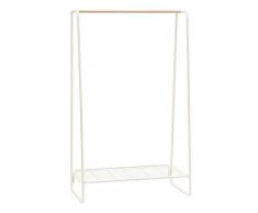 Iris Ohyama PI-B5L Perchero/Vestíbulo Armario con Estante bajo en Metal y Madera MDF-Garment Rack PI-B5 L-Blanco y Roble Claro, 90 x 49.5 x 150 cm