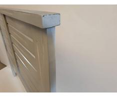 Cabecero de Madera para Cama de 135 cms Fabricado en Madera Maciza de Pino alistonada Acabado em Gris Ceniza Envejecido