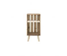 Decowood - Mesita de Noche en Madera de Pino Gallego Tipo Estante - Color Envejecido - Tamaño 30x25x66.5cm
