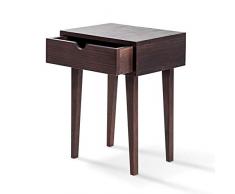 SUENOSZZZ - Mesita de Noche Color Wengué, Estilo nordico para Dormitorio Mesita de diseño con Cajon | Mueble de Madera de Pino para dormitorios | Mesa/Comoda sin Cajon