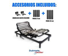 Duérmete Online Cama Eléctrica Articulada 5 Planos Bastidor Reforzado y Taco de Caucho con Patas de 27cm y 35cm, Haya, Pintura Epoxi Gris, 90x190