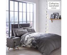 Catherine Lansfield City Scape - Juego de cama, funda de edredón(200 cm x 200 cm) y 2 fundas de almohada (50 cm x 75 cm), diseño Londres