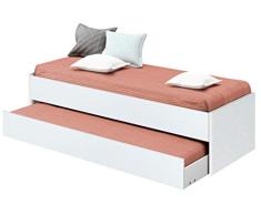 Cama Nido Juvenil habitación Dormitorio Infantil Color Blanco Estilo Moderno 90x190 cm