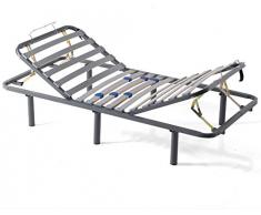 MIVIS - Somier de acero articulado manual multilaminas de abedul, tamaño 80 / 180 cm, color gris