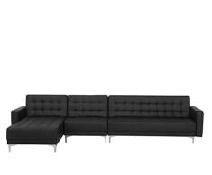 Beliani Aberdeen – Sofá de esquina derecha convertible – piel sintética negro