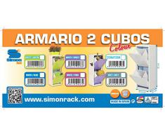 Simonrack 244109203923322 - Armario metálico de 2 cubos (920 x 335 x 250 mm) color blanco/azul