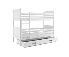 Interbeds Cama Doble - litera Infantil,Tami, 160X80, Color Blanco, los Paneles (colchones,somieres y cajón Gratis) (Blanco)