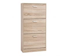 VASAGLE Zapatero Armario para Zapatos con 3 Niveles Color Roble Ajustable - Entrada de Puerta Pasillo Sala de Estar Dormitorio 60 x 24 x 120 cm (Largo x Ancho x Alto) LBC03NL