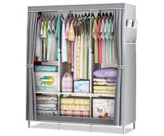 ALYR Armario de Tela Closet, Armario Plegable no Tejida Ropa Closet Ropero Guardarropa Armarios Plegables con Armario per Colgar,Gray