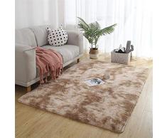 Insun Alfombra Shaggy de Pelo Largo Rectángulo Alfombra de Color Degradado Decoración Interior Lavable Antideslizante para Sala de Estar y Dormitorio Marrón Oscuro Gradiente 50X120cm