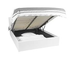 EuropeDirectShopping Luna Ottoman | Cama con almacenaje | 160x200 | Blanco | 800 Liter Espacio de Almacenamiento | Desmontable cabecera