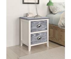 vidaXL Set de 2 Mesitas de Noche con 2 Cajones Gris Blanco Mesilla Dormitorio