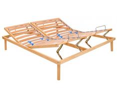 tgfm somier ortopédico de movimiento manual de láminas de madera de haya PURO con reguladores de rigidez dorsal levanta cabeza/pies francese 150x200