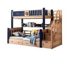 ZXM cama litera de madera maciza multifunción de dos capas cama infantil de alta y baja cama for niños adolescentes adultos con 4 cajones, compartimiento de almacenamiento inferior, superior y inferio