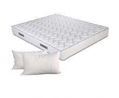 Evergreenweb - Colchones matrimonial 160x190 Espuma de 20 cm de altura para Cama Doble - Transpirable y máximo Confort - color blanco - Con 2 almohadas viscoelástica gratuitas, para todas las camas.