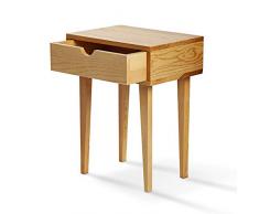 SUENOSZZZ - Mesita de Noche Color Haya, Estilo nordico para Dormitorio Mesita de diseño con Cajon | Mueble de Madera de Pino para dormitorios | Mesa/Comoda sin Cajon