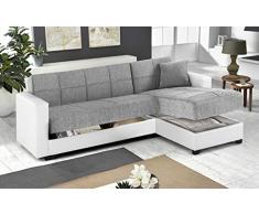 Dafnedesign.Com - Sofá cama esquinero 2 plazas gris - chaise longue a la derecha - (cm. 225 x 158 x 86 cm.
