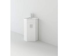 VeeBath Linx Armario de baño en Esquina, Mueble de Lavabo de Doble Puerta, 500 x 470 mm, Madera MDF, Blanco