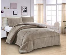 ForenTex - Edredón nórdico de 600g (L-3072 Gris New) Gris Cama 150 cm 250 x 260 cm Parte Superior Microseda Parte Inferior Borreguillo