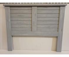 Cabecero de Madera para Cama de 150 cms Fabricado en Madera Maciza de Pino Alistonada Acabado en Gris Ceniza Envejecido