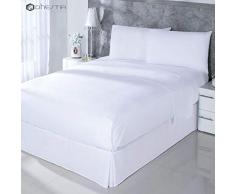 DHestia Hostelería-Juego Sábanas Blancas Mezcla Algodón/Poliéster, Encimera, Bajera, Fundas Almohada, (Cama 150 x 190/200 cm)