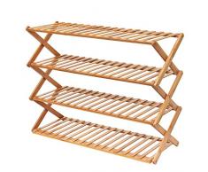JLCP Bambú de 4 Niveles Zapatero, Estantes de Almacenamiento de Se Puede Plegar Capas Organizador Zapatero Múltifuncional para Baño Sala de Estar Entrada Vestíbulo y Guardarropa,L