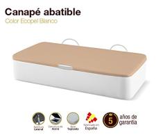 Naturconfort Canapé Abatible Tapizado Apertura Lateral Tapa 3D Ecopel Blanco 90x190cm Envio y Montaje Gratis