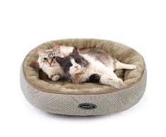 Pecute Cama de Gatos y Perros Pequeños Redonda y Cálida 55cm de Diámetro Cama para Mascotas Cojín de Gato Lavable de la Cama Lecho Ovalado de Cueva de Anidación Adecuado