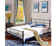 Aingoo Cama Doble Estructura de Cama de Metal 140 x 190 CM Negro