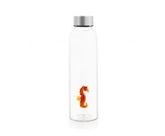 Balvi Botella Sea Horse para Agua 0,5Lts Tapón antigoteo de Acero Inoxidable Ideal mesita de Noche y Oficina 23 cm Borosilicato