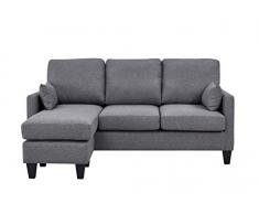 Astan Hogar Sofá Cama 3 Plazas con Chaise Longe, Tapizado Tela. Modelo Lena AH-AR40700GR, Gris, Talla Única