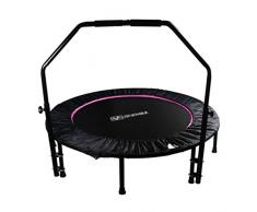 Apoyabrazos Cama elástica Mini trampolín de trampolín con manija Deportivo Equipo para Perder Peso Cama Plegable Plegable Cama de resortes (Color : Pink, Size : 48 Inch)