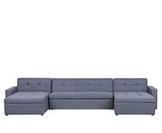 Beliani Sofá Cama esquinero Gris Oscuro LAURILA