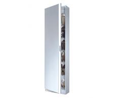 Zapatero Vertical con Puerta Cristal Espejo, Mueble Zapatero Recibidor Blanco