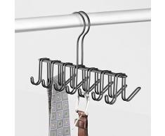 InterDesign Classico Organizador de corbatas, colgador de metal con 14 ganchos para organizar cinturones y corbatas, negro mate